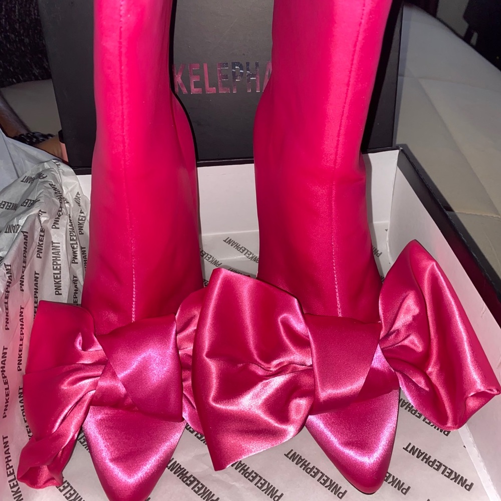 Pink Satin Bow Booties